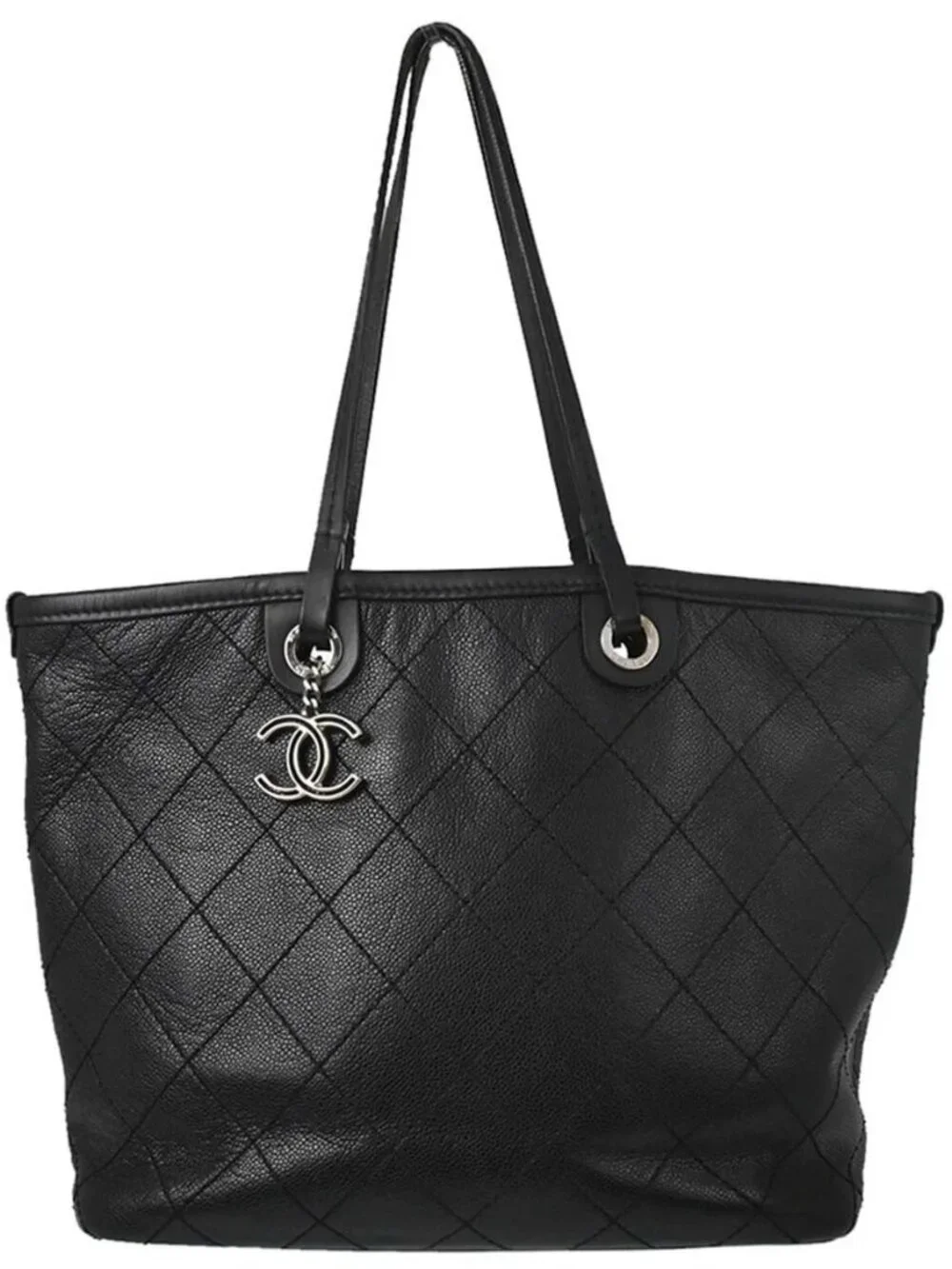 Chanel Black Calfskin On The Road Shopping Fever Tote Bag 168056